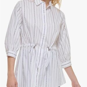 Karl Lagerfeld White Textured Button Down Shirt